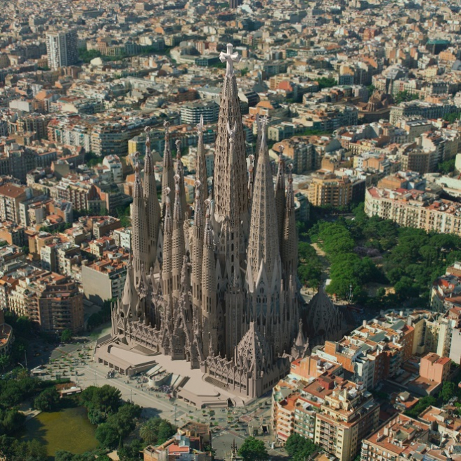 Imagen virtual del templo de la Sagrada Família finalizado.
