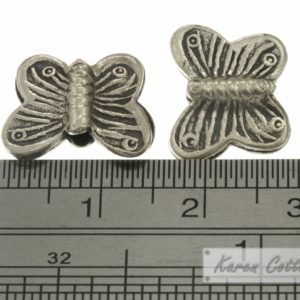 Alternative view of Karen Hill Tribe Silver Line Printed Butterfly Bead : B23-007
