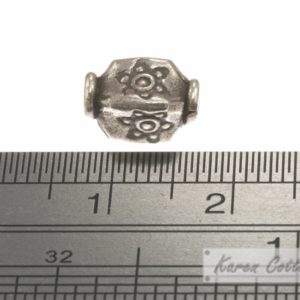 Alternative view of Karen Hill Tribe Silver Star Printed Ractangle Prism Bead : B32-002