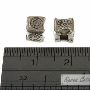 Alternative view of Karen Hill Tribe Silver Bullet Printed Square Bead : B32-005