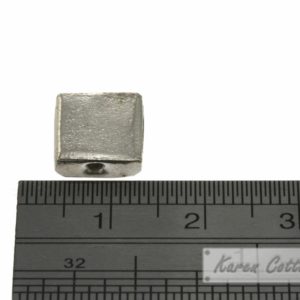 Alternative view of Karen Hill Tribe Silver Plain Flat Square Bead : B32-102