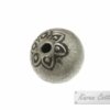 Karen Hill Tribe Silver Flower Printed Brushed Ball Bead : B33-019