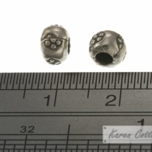 Alternative view of Karen Hill Tribe Silver Flower Printed Hallow Ball Bead : B33-105