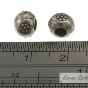 Alternative view of Karen Hill Tribe Silver Flower Printed Hallow Ball Bead : B33-106