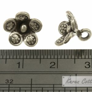 Alternative view of Karen Hill Tribe Silver Bullet Printed Flower Charm : C11-072