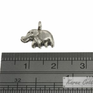 Alternative view of Karen Hill Tribe Silver Tiny Lucky Plain Elephant Charm : C21-004