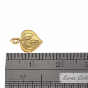 Alternative view of Karen Hill Tribe Silver Lilly Flower Flat Heart Charm : C31-033G