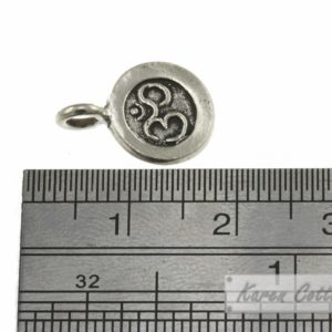 Alternative view of Karen Hill Tribe Silver OM Printed Flat Round Charm : C34-014