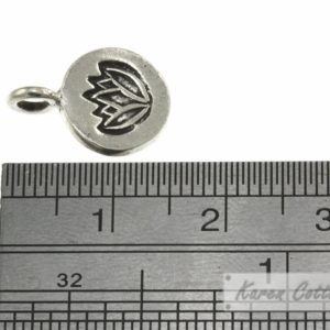 Alternative view of Karen Hill Tribe Silver Lotus Printed Flat Round Charm : C34-020