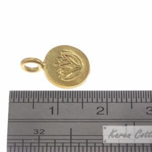 Alternative view of Karen Hill Tribe Silver Lotus Printed Flat Round Charm : C34-020G