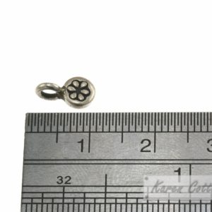 Alternative view of Karen Hill Tribe Silver Flower Engrave Tiny Round Charm : C34-036