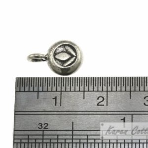 Alternative view of Karen Hill Tribe Silver Lilly Flower Printed Round Charm : C34-040