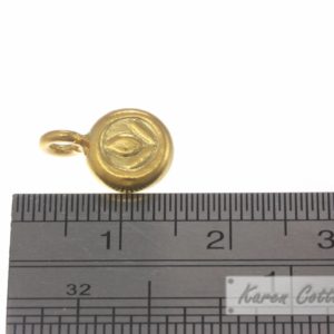 Alternative view of Karen Hill Tribe Silver Lilly Flower Printed Round Charm : C34-040G