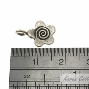 Alternative view of Karen Hill Tribe Silver Swirl Printed Flat Flower Charm : C44-119