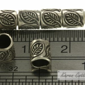 Alternative view of Karen Hill Tribe Silver 4-Petal Flower Tube Bead : E23-014