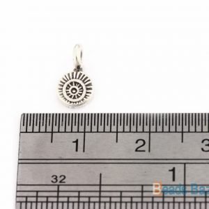 Alternative view of Karen Hill Tribe Silver SUN printed Tiny Round Charm : C34-047